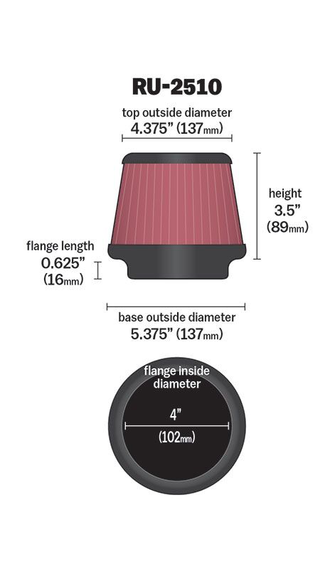 K & N Air Filter Clmp On 102 Mm