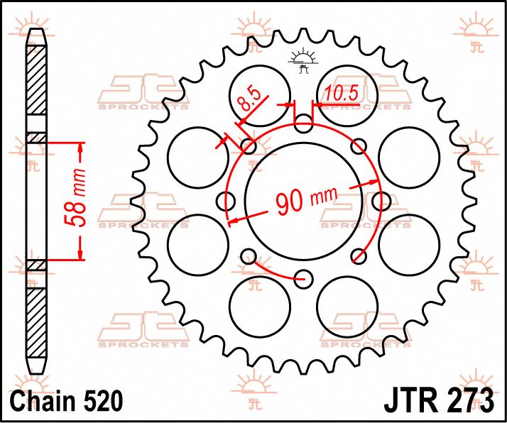 Jt Sprockets Sprocket Rear 44 T 520