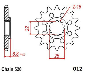 Moto Master Front Sprocket 520 15 T