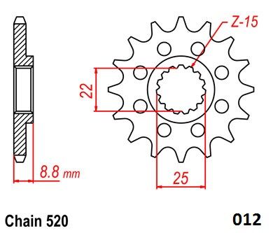 Moto Master Front Sprocket 520 15 T