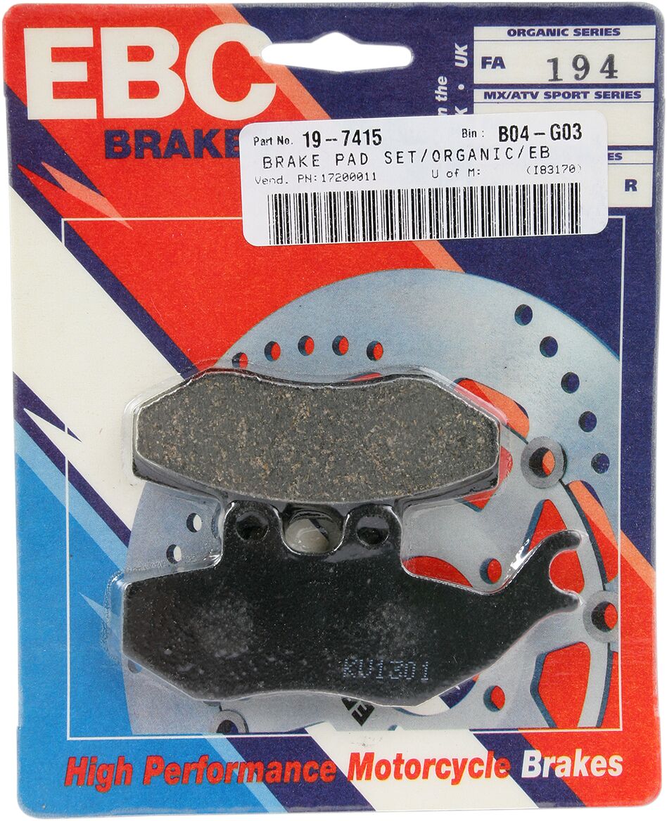 Ebc Brake Pad Fa Ser Organic