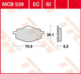 Trw Brake Pad Organic Scooter 125