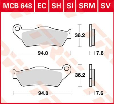Trw Brake Pad Trw Mcb648 Sv