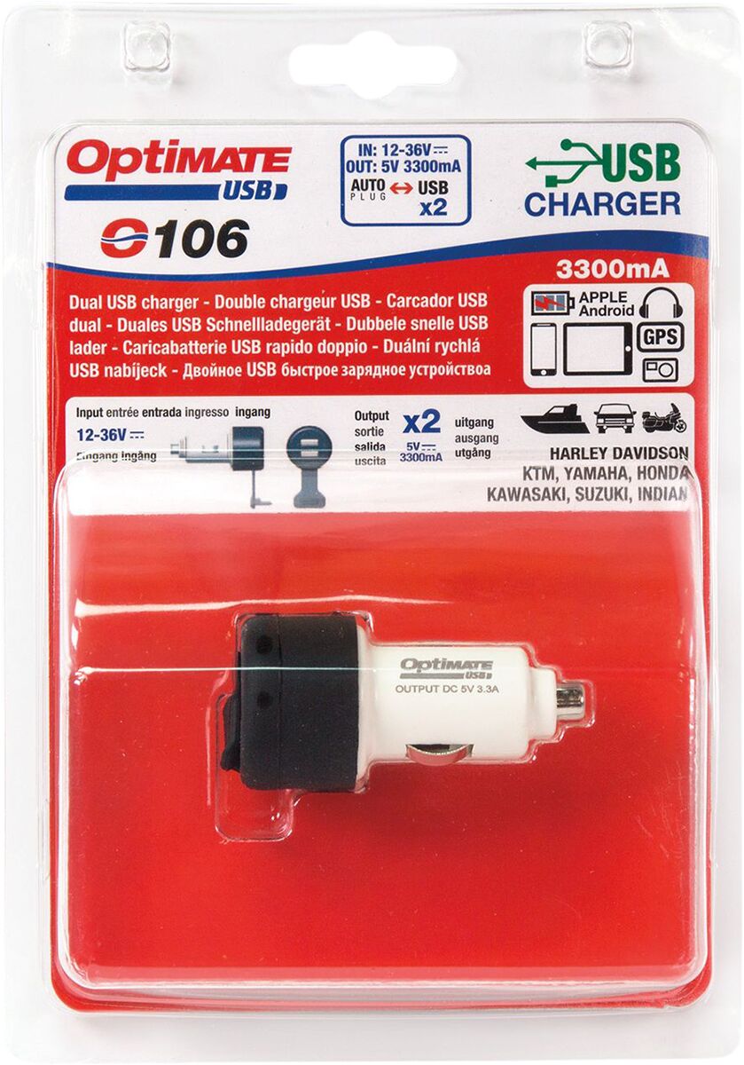 Tecmate Cig Usb Charger 2 A O106