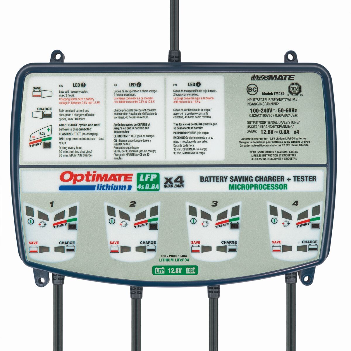 Tecmate Chrg Opt Lith 0.8 A 4 Banks