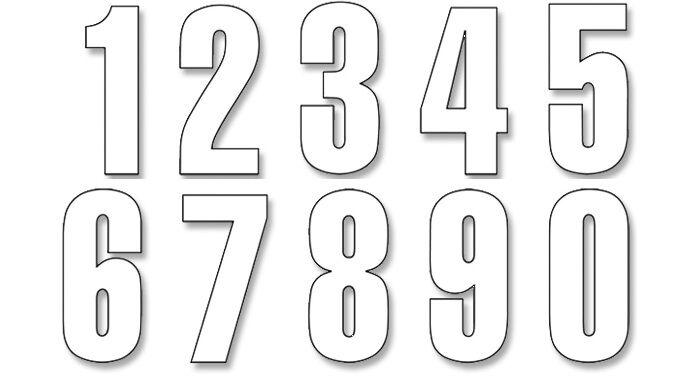Blackbird Racing Numbers #0 9 13 X7 Cm Wh