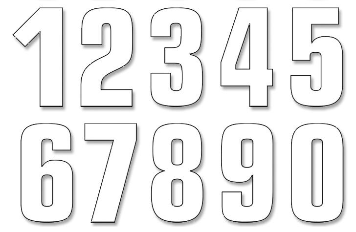 Blackbird Racing Numbers #0 9 16 X7 Cm Wh