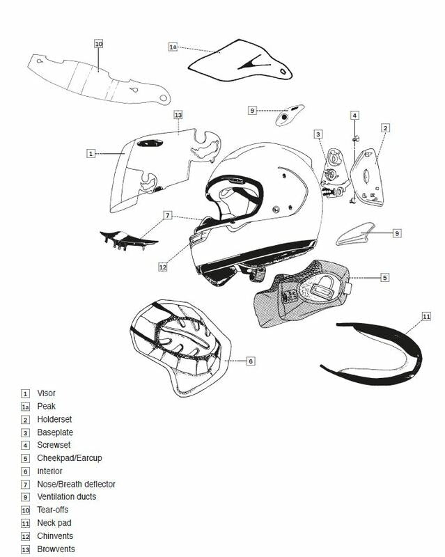 Coiffe Chaser X Arai Casque Intégral 7mm